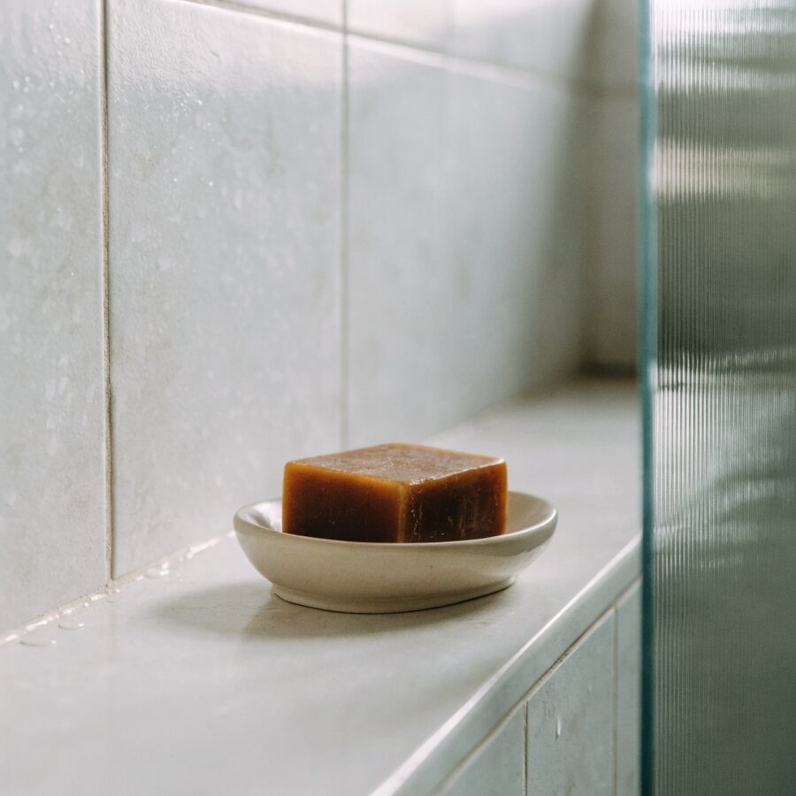 Completely unscented. It sits in the shower looking like a plain bar of soap.